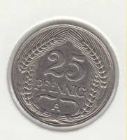 (1909A) Монета Германия (Империя) 1909 год 25 пфеннингов   Никель  XF